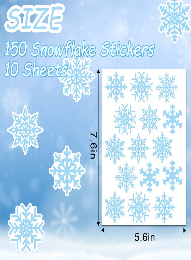 Ozepao 150 Pcs Snowflake Stickers 6 Different Designs Winter Holiday Crafts Envelopes Party Decor Supplies - Image 2